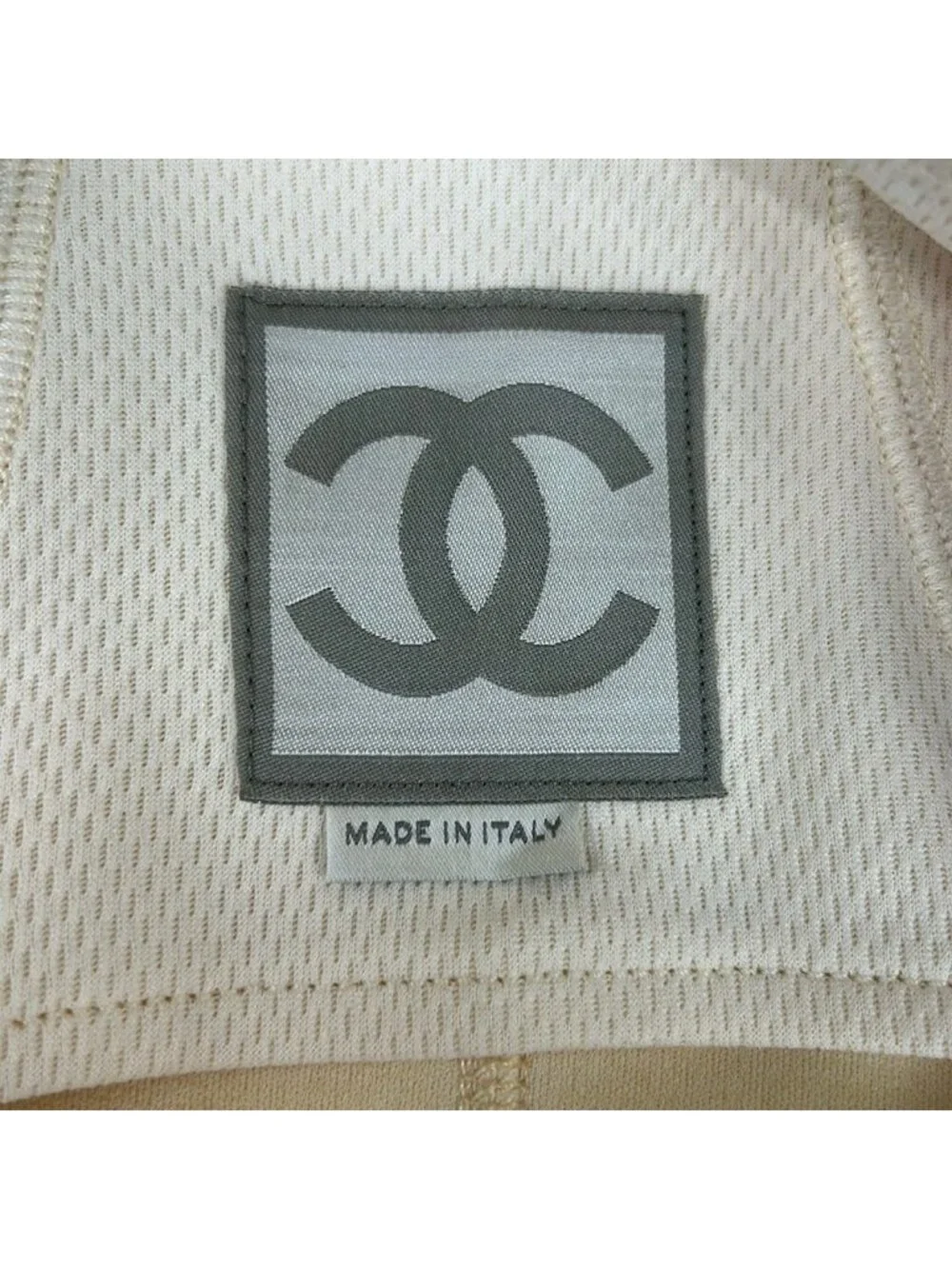 Chanel Jacket 38 M Ivory Black Zip Up Sports Line